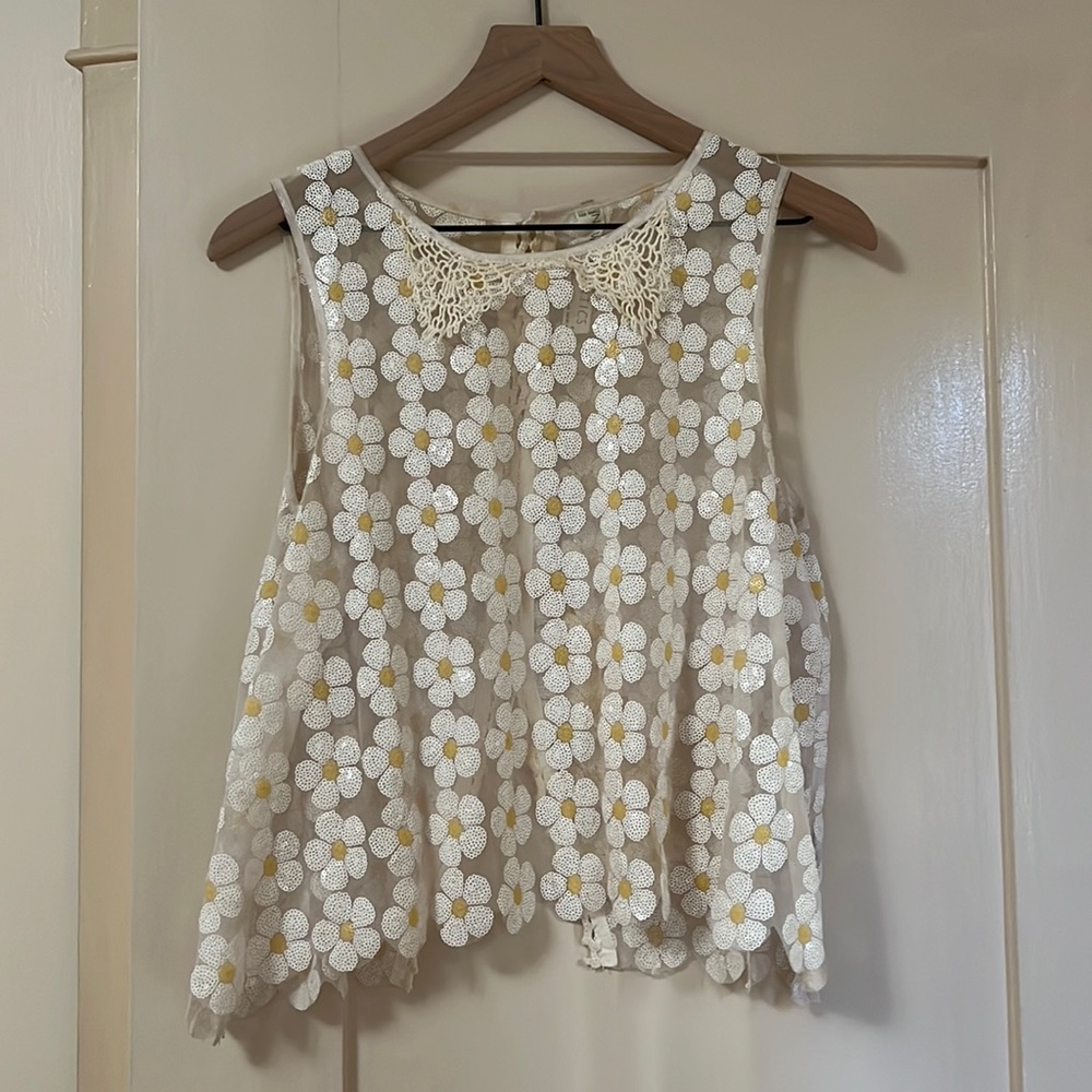 Free People New Romantic Sequin Daisy top